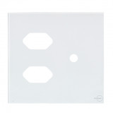 Placa p/ 2 Tomadas + Furo 4x4 - Novara Glass Branco 